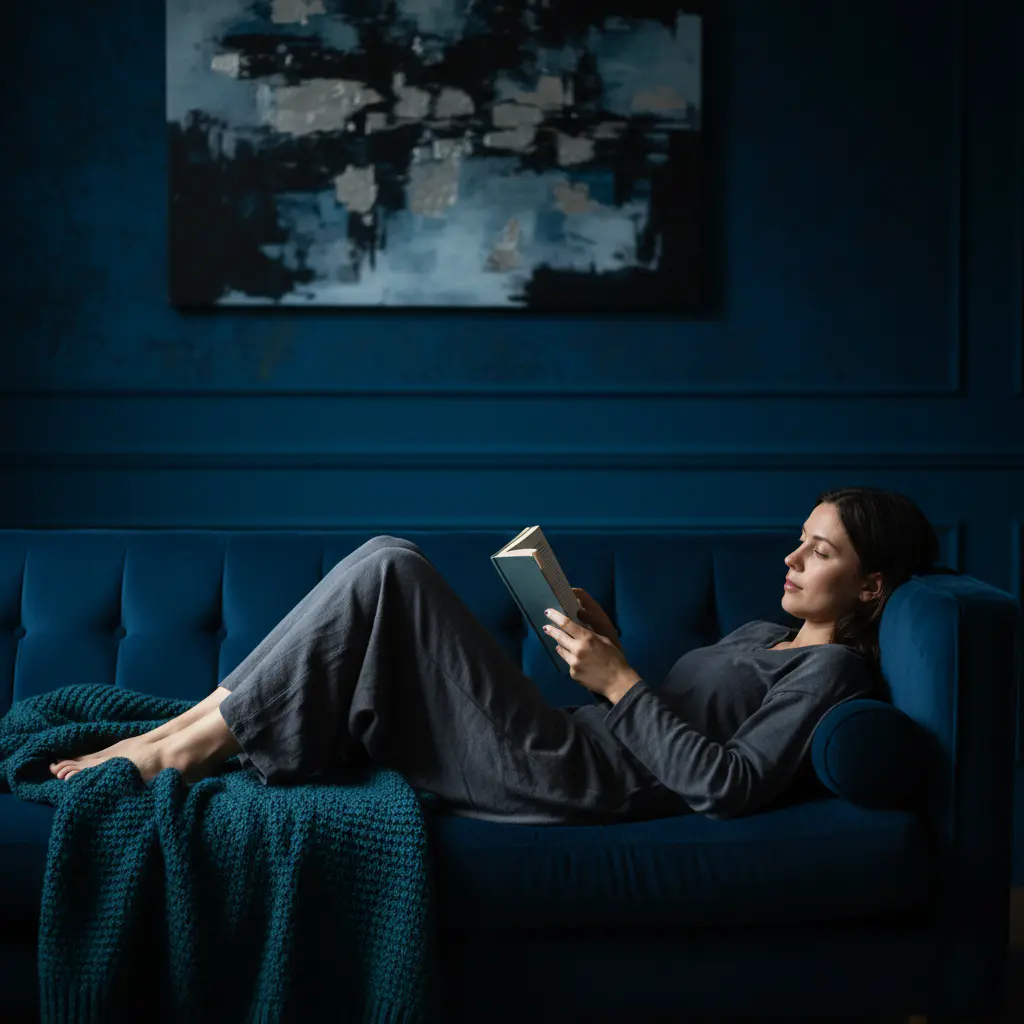 Person relaxing on a sofa